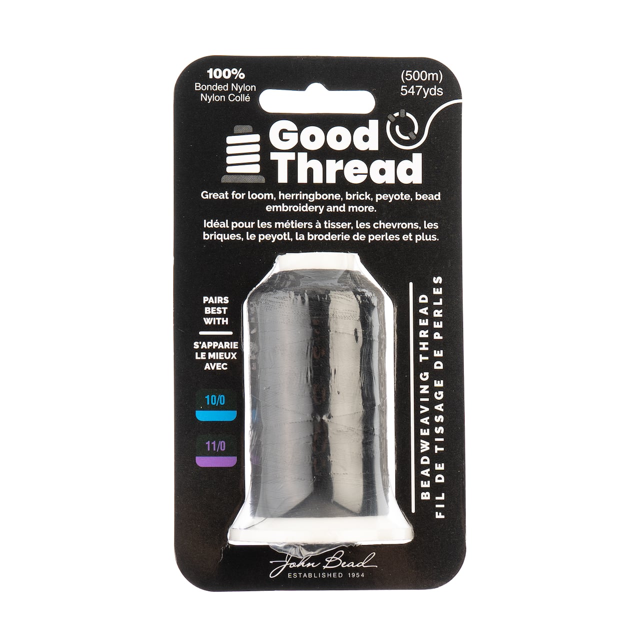 John Bead Good Thread 500m Black Bonded Nylon Beading Thread